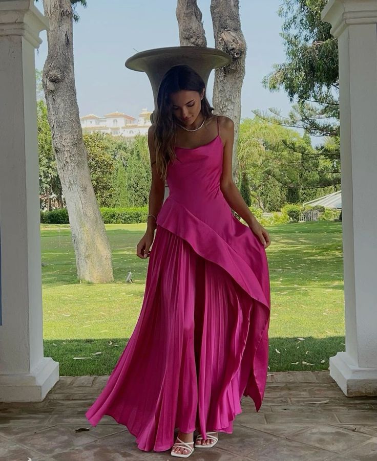 Dress For Formal Pink Spaghetti Straps Simple Elegant Long Irregular Ball Gown Evening Dress / Stores With Prom Dresses