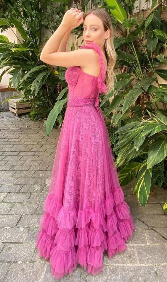 Dress For Formal Pink Tulle Sleeveless A Line Prom Dress Floor Length Formal Evening Dress Stores With Prom Dresses