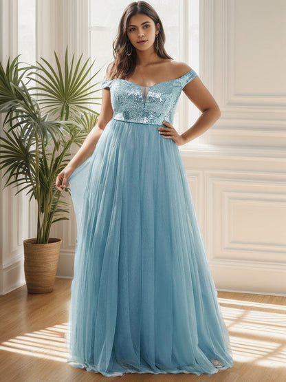 Plus Size Long Sequin Special Occasion Dresses