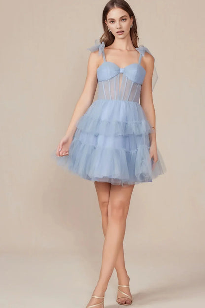 Dress A Line Fuchsia Tiered Cocktail Dress Lace Up Strapless Back Zip Up Sleeveless Homecoming Dress