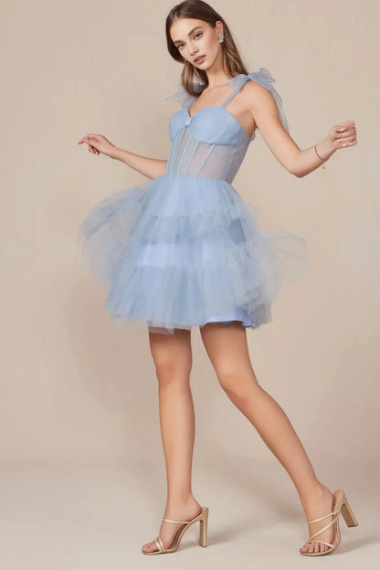 Dress A Line Fuchsia Tiered Cocktail Dress Lace Up Strapless Back Zip Up Sleeveless Homecoming Dress