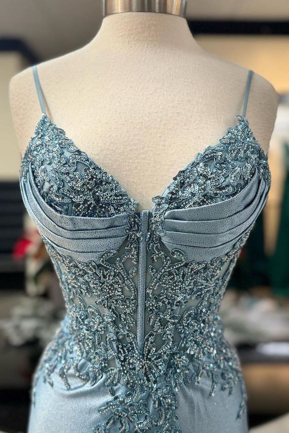 Mermaid Spaghetti Straps Long Prom Dress With Appliques