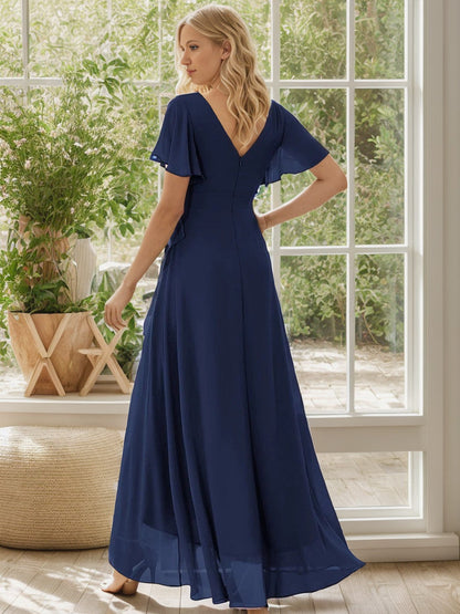 Charming Chiffon Bridesmaid Dress with Lotus Leaf Hemline
