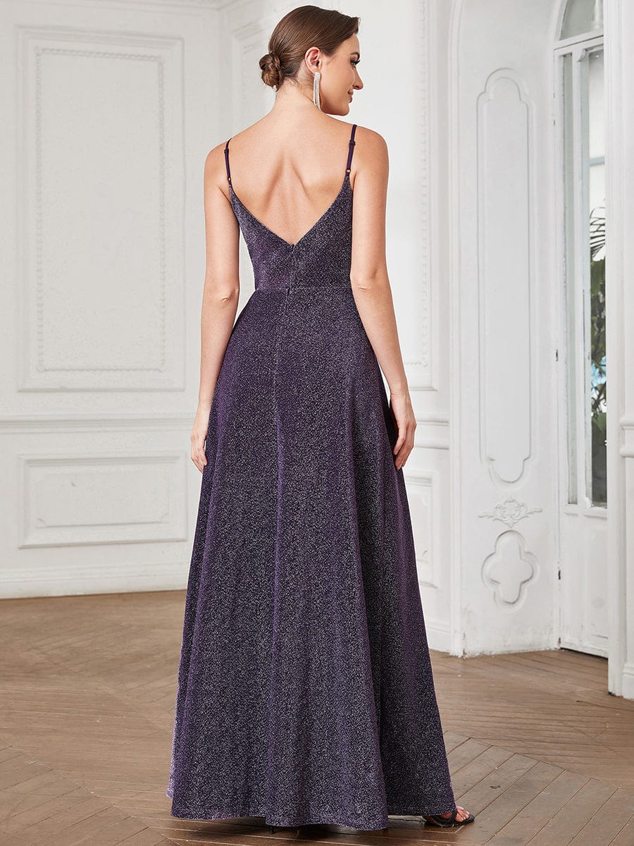 Spaghetti Strap Pleated A-Line Evening Dress