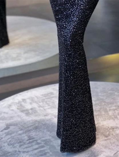 Mermaid / Trumpet Evening Gown Elegant Dress Formal Cocktail Party Floor Length Long Sleeve High Neck Sequined with Sequi