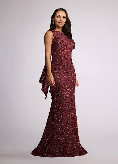 Elegance Mermaid Scoop Neck Sleeveless V Back Sweep Train Mother of the Bride Dress