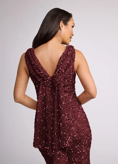 Elegance Mermaid Scoop Neck Sleeveless V Back Sweep Train Mother of the Bride Dress