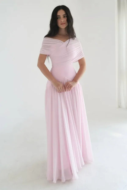 Elegant A-Line Off-The-Shoulder Sleeveless Backless Maxi Evening Dress