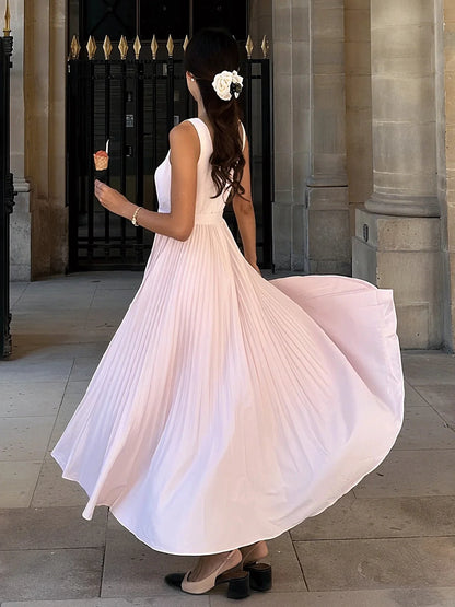 Elegant A-Line Square Neck Sleeveless Back Zip Floor-Length Evening Dress