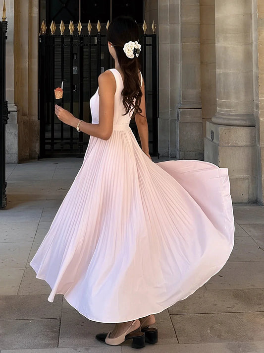 Elegant A-Line Square Neck Sleeveless Back Zip Floor-Length Evening Dress