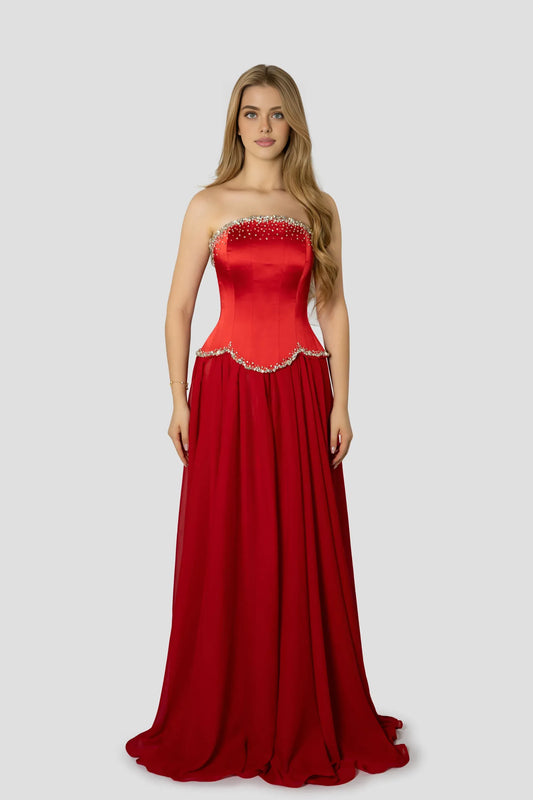 Elegant A-Line Corset Sleeveless Chiffon Floor-Length Prom Dress