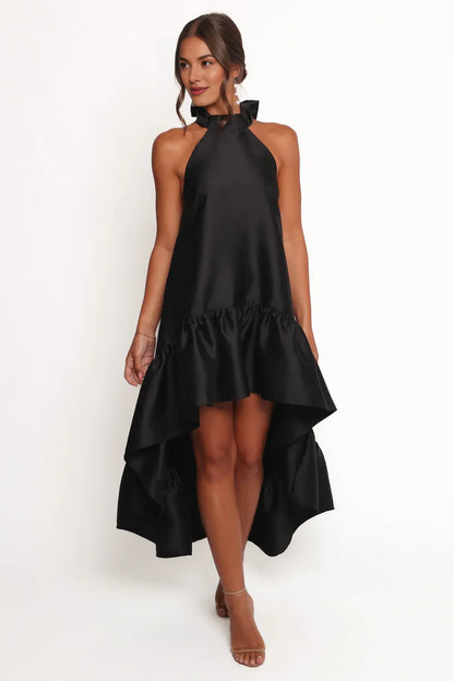 Elegant A-Line Halter Neck Sleeveless Backless Floor-Length Prom Dress