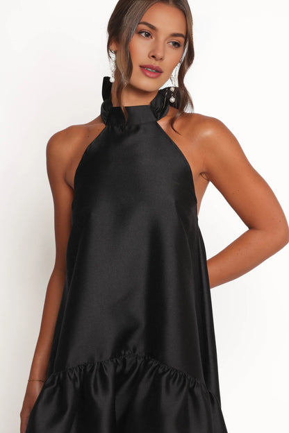 Elegant A-Line Halter Neck Sleeveless Backless Floor-Length Prom Dress