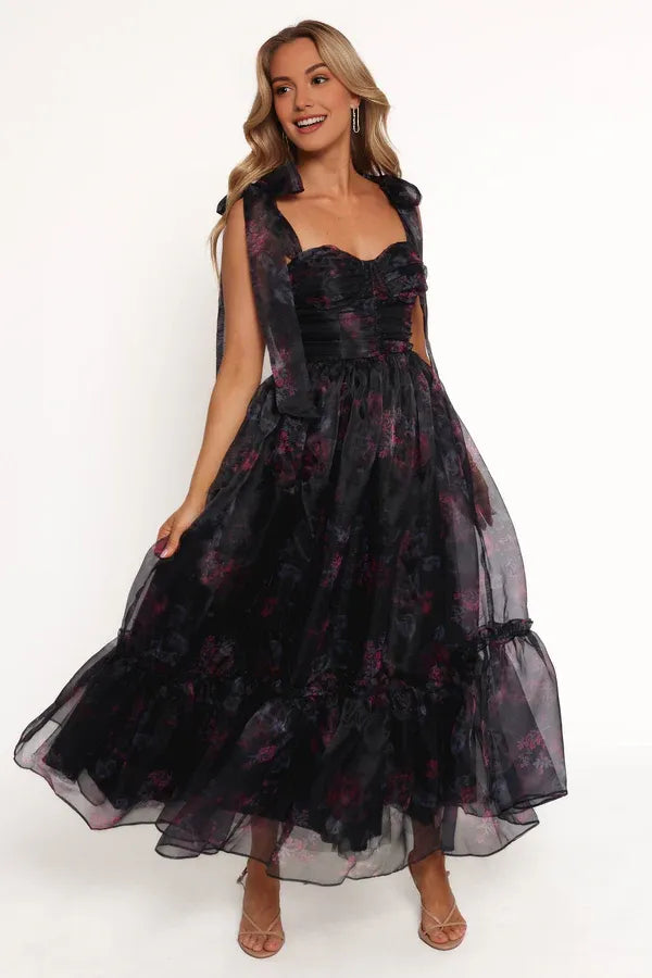 Elegant A-Line Off Shoulder Sleeveless Chiffon Ankle-Length Prom Dress