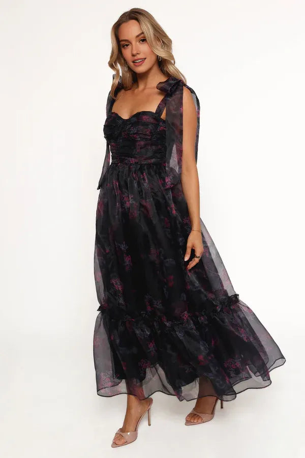 Elegant A-Line Off Shoulder Sleeveless Chiffon Ankle-Length Prom Dress