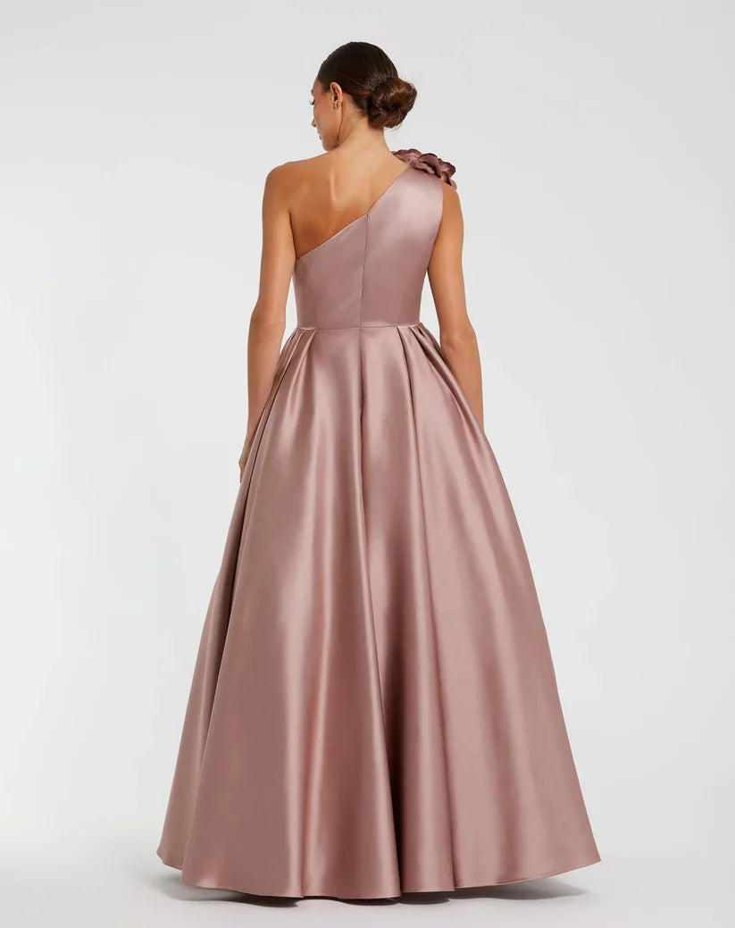 Elegant A-Line One Shoulder Sleeveless Zipper Up Floor-Length Prom Dress