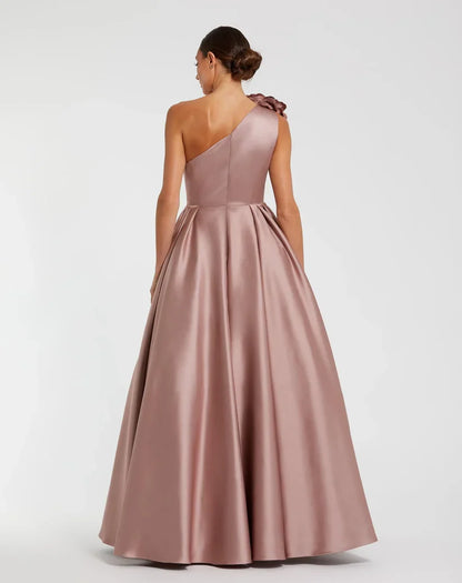 Elegant A-Line One Shoulder Sleeveless Zipper Up Floor-Length Prom Dress