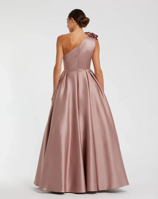 Elegant A-Line One Shoulder Sleeveless Zipper Up Floor-Length Prom Dress
