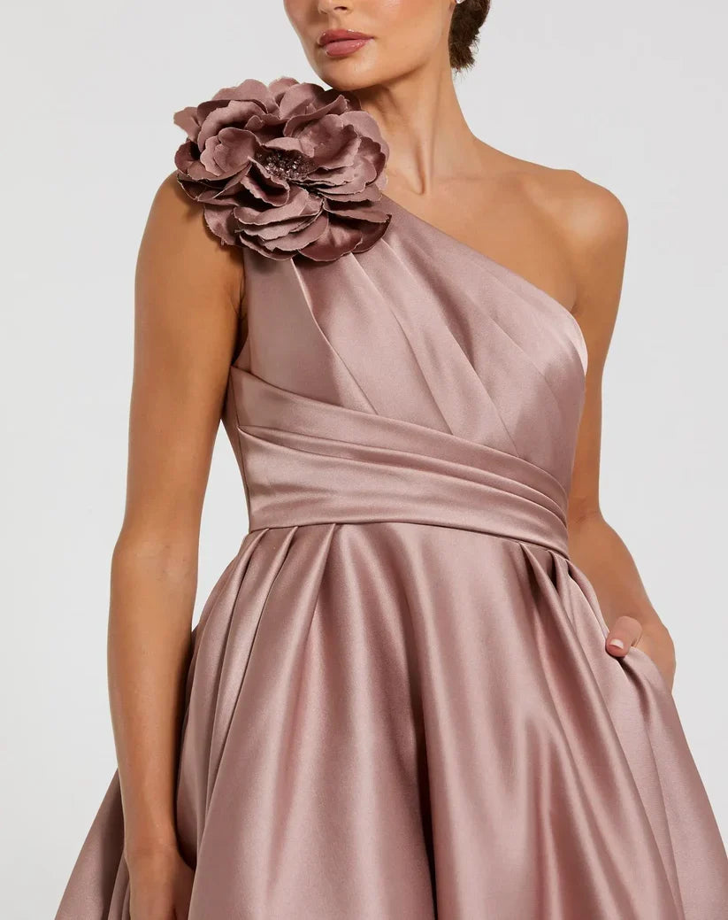 Elegant A-Line One Shoulder Sleeveless Zipper Up Floor-Length Prom Dress