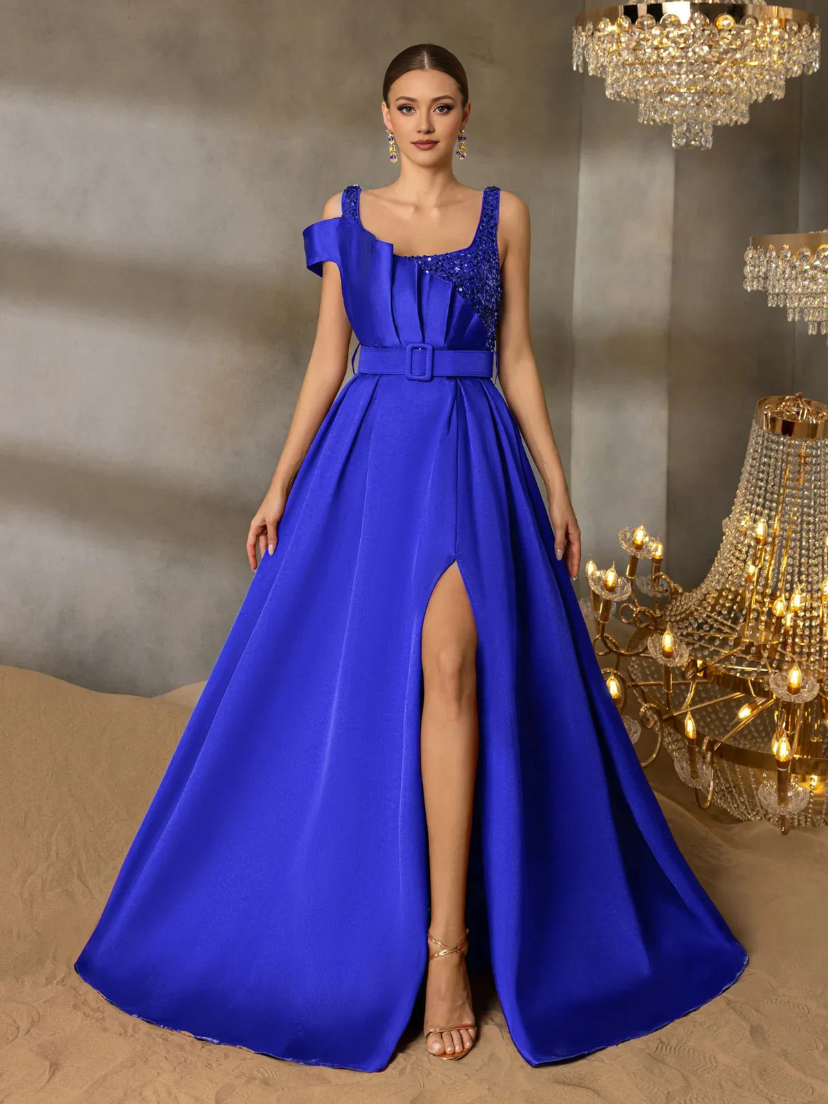 Elegant A-Line Square Neck Sleeveless Backless Floor-Length Prom Dress