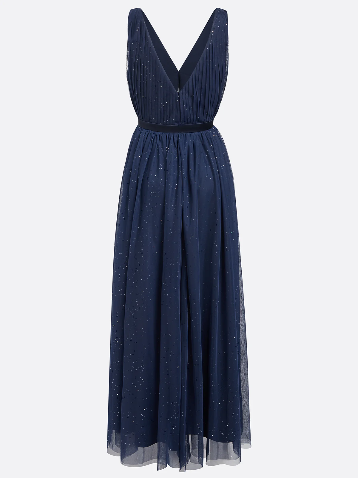 Elegant A-Line V Neck Sleeveless Back Zip Ankle-Length Evening Dress