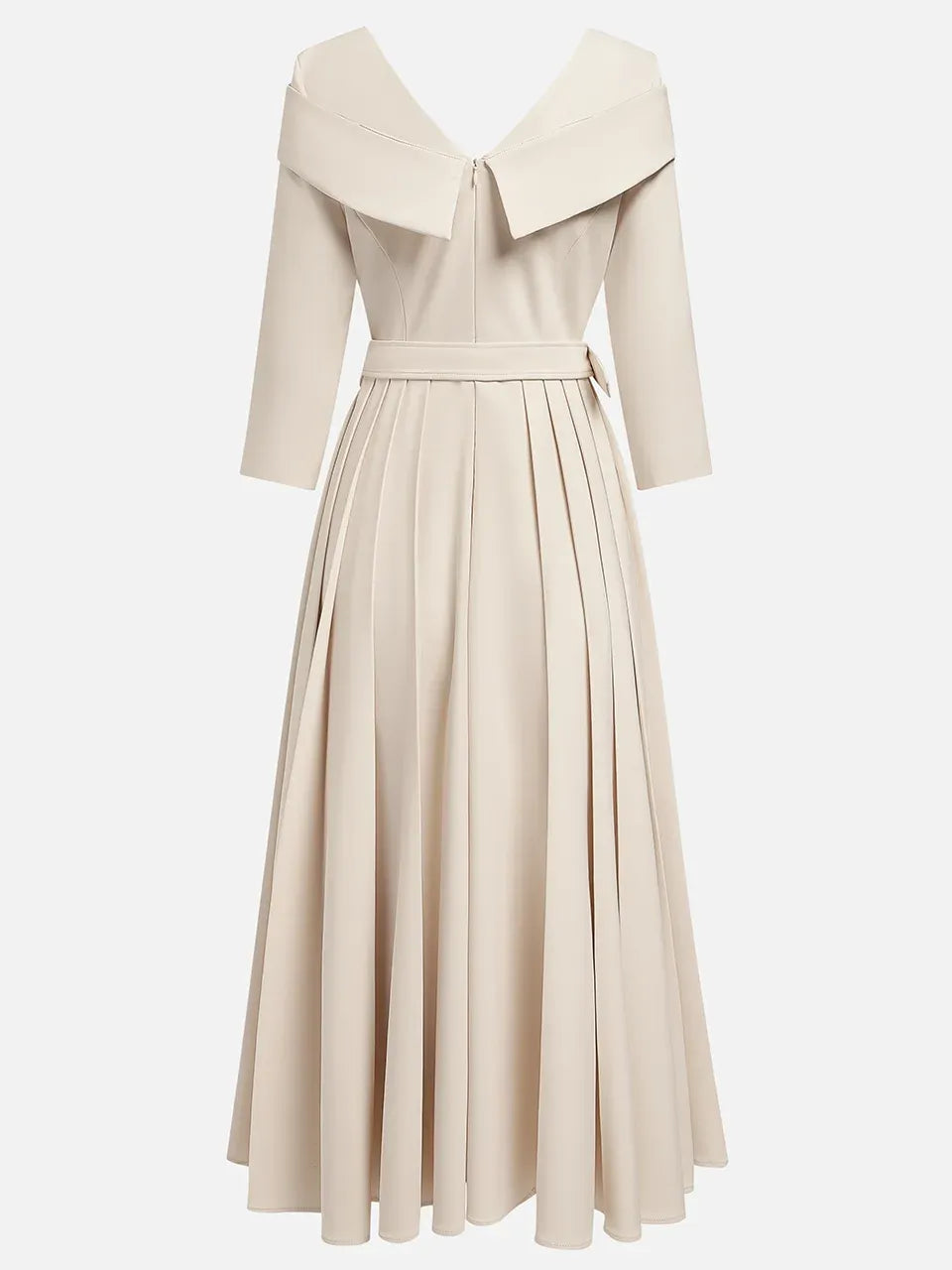 Elegant A-Line V Neck Three Quarter Sleeve Back Zip Tea-Length Evening Dress