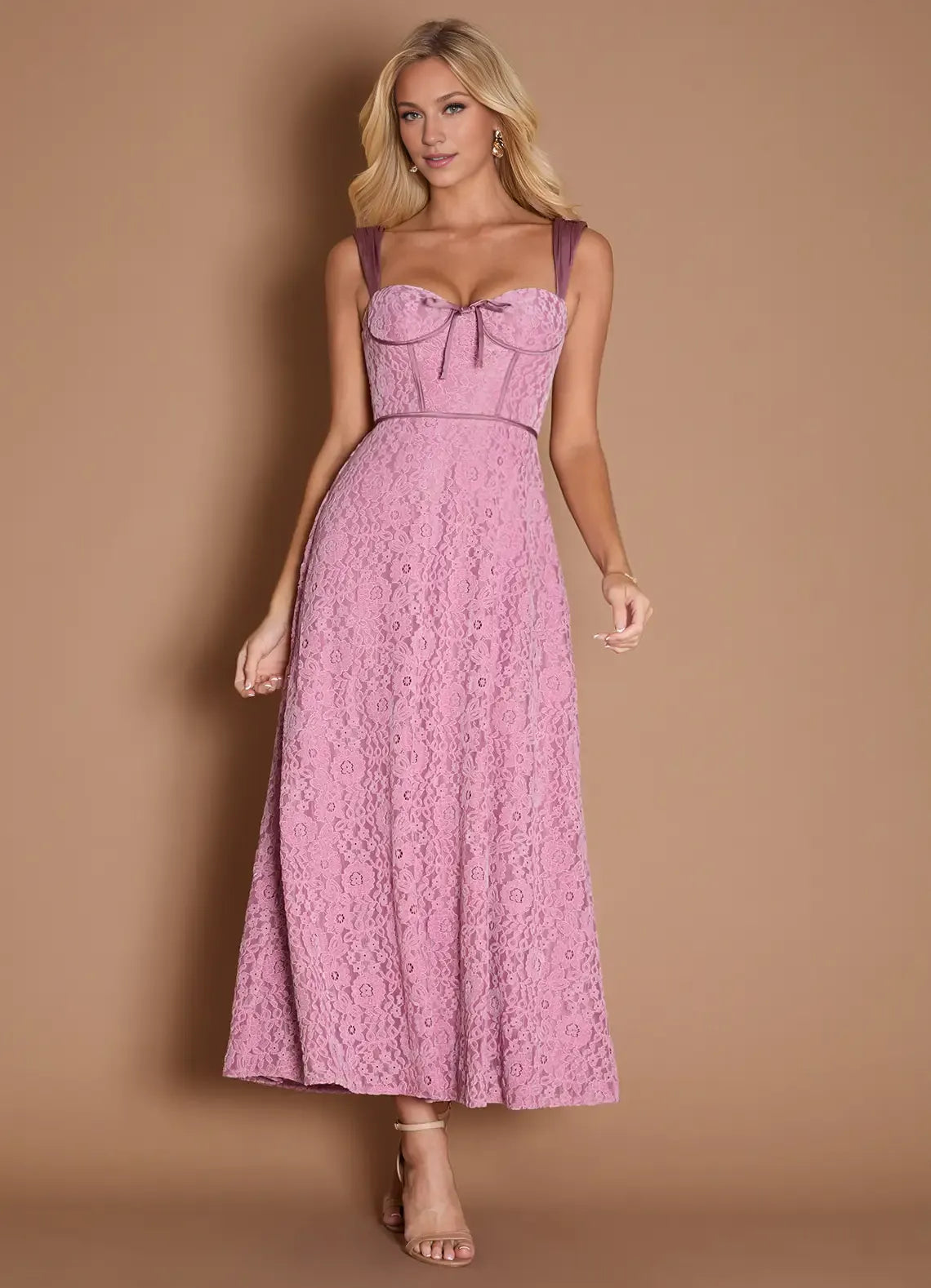 Elegant A-Line Wide Shoulder Straps Sleeveless Backless Ankle-Length Evening Dress