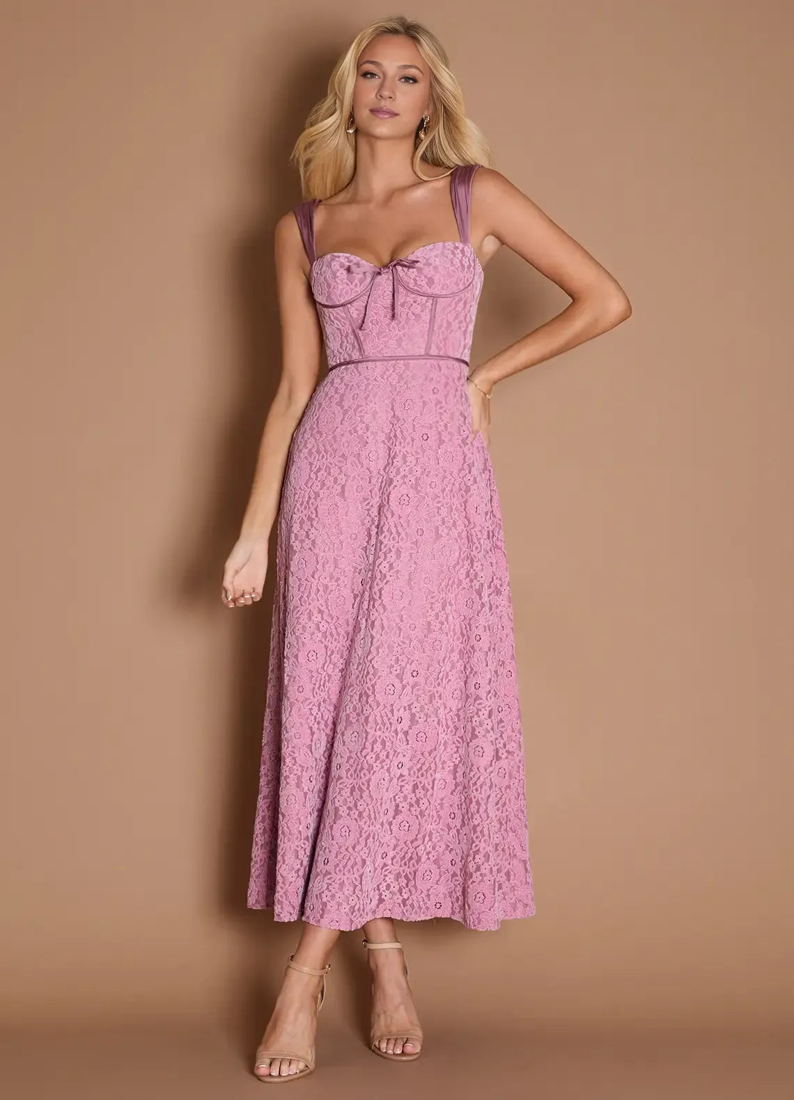 Elegant A-Line Wide Shoulder Straps Sleeveless Backless Ankle-Length Evening Dress