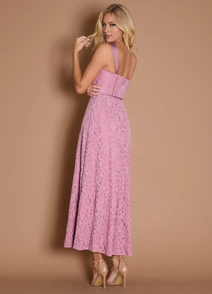 Elegant A-Line Wide Shoulder Straps Sleeveless Backless Ankle-Length Evening Dress