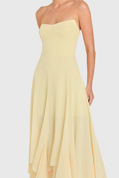 Elegant A-line Strapless Chiffon Halter Chiffon High Low Midi Prom Dress