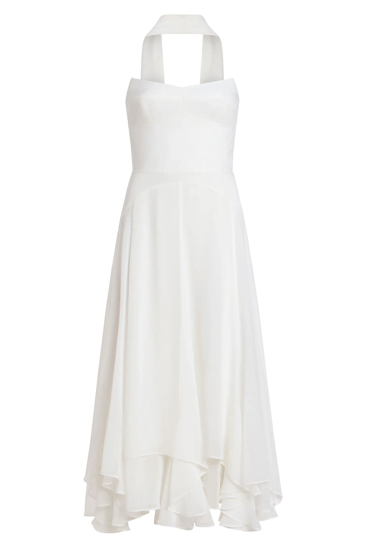 Elegant A-line Strapless Chiffon Halter Chiffon High Low Midi Prom Dress