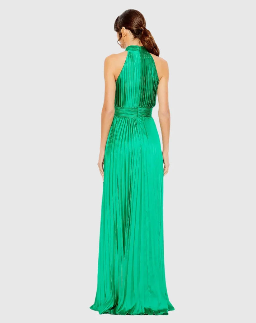 Elegant A Line High Neck Sleeveless Zipper Up Floor-Length Prom Dress