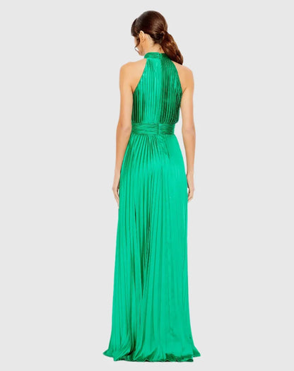 Elegant A Line High Neck Sleeveless Zipper Up Floor-Length Prom Dress
