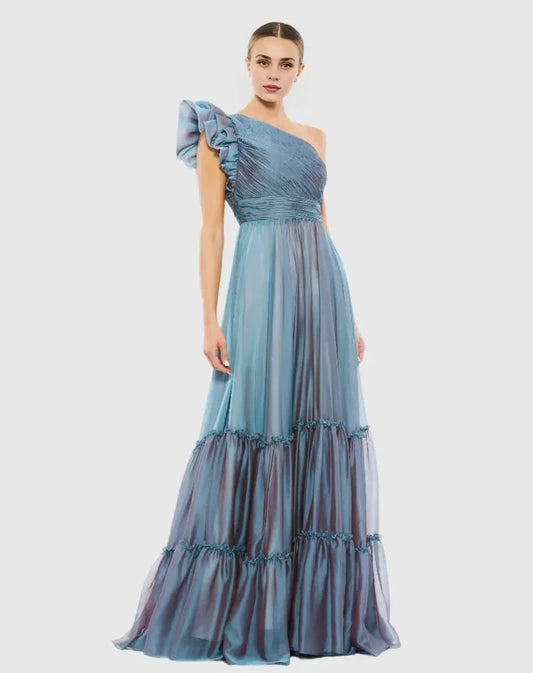 Elegant A Line One Shoulder Sleeveless Backless Sweep/Brush Train Prom Dress