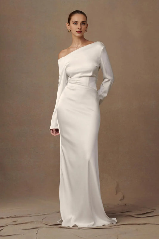 Formal Wear Dresses Long Sleeve Elegant Maxi Dress Ivory Wedding Dress Prom Dress Shops