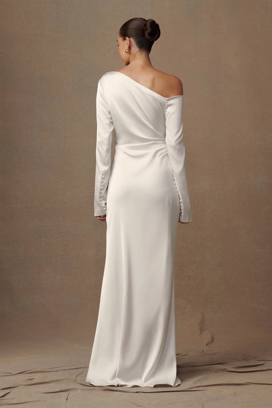 Formal Wear Dresses Long Sleeve Elegant Maxi Dress Ivory Wedding Dress Prom Dress Shops