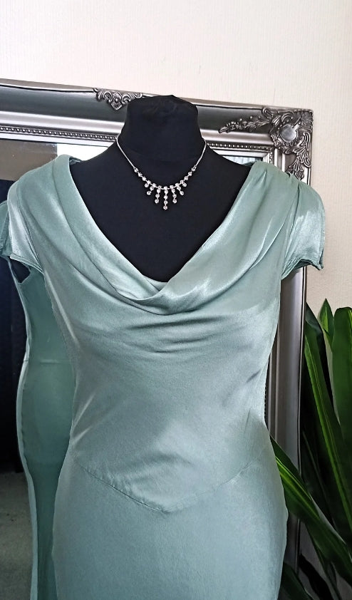 Elegant Mermaid Cowl Neck Satin Floor Length Dress Prom Party Dress