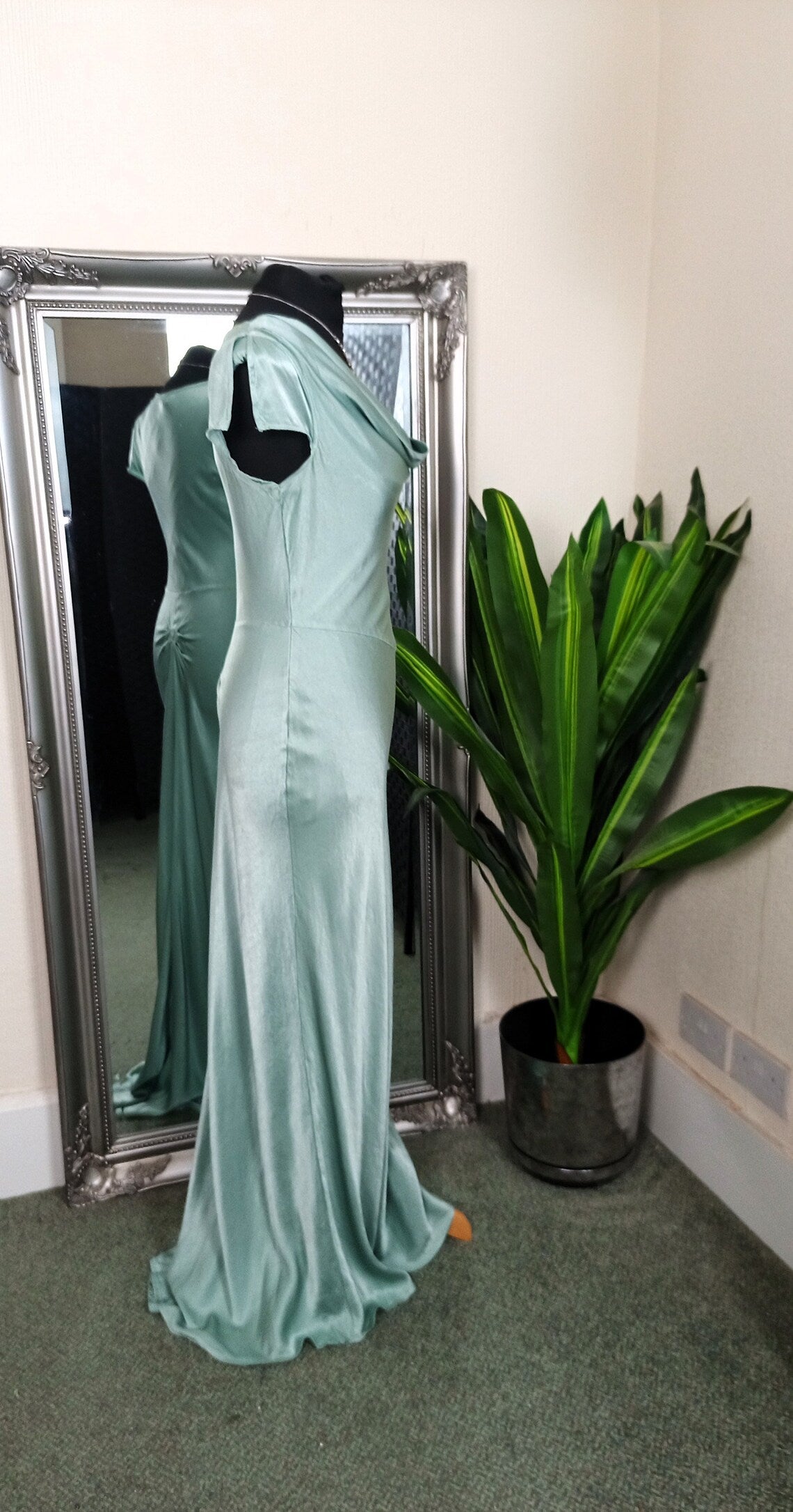 Elegant Mermaid Cowl Neck Satin Floor Length Dress Prom Party Dress
