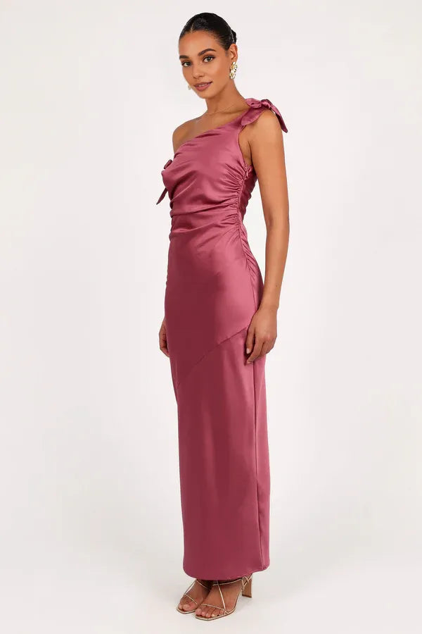 Fashion Mermaid Off Shoulder Sleeveless Satin Floor-Length Prom Dress