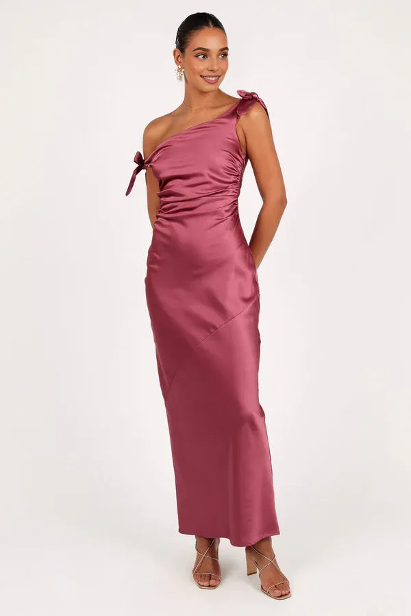 Fashion Mermaid Off Shoulder Sleeveless Satin Floor-Length Prom Dress