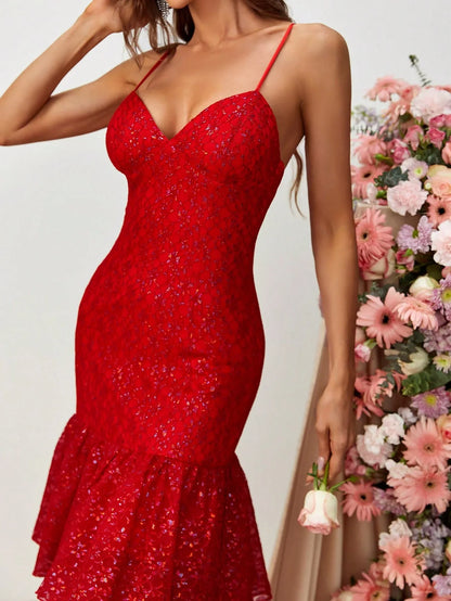 Elegant Mermaid Spaghetti Strap Sleeveless Zipper Up Floor-Length Prom Dress