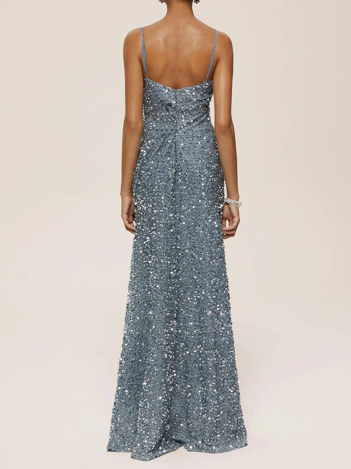 Elegant Mermaid Spaghetti Straps Sleeveless Back Zip Floor-Length Evening Dress