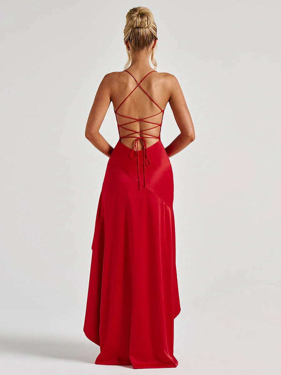 Elegant Mermaid Spaghetti Straps Sleeveless Backless Floor-Length Prom Dress