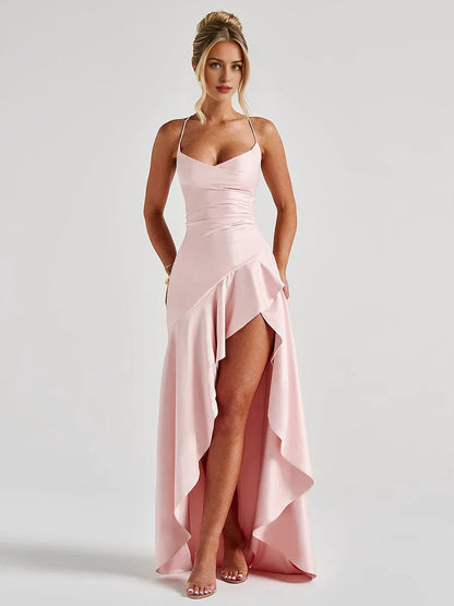 Elegant Mermaid Spaghetti Straps Sleeveless Backless Floor-Length Prom Dress