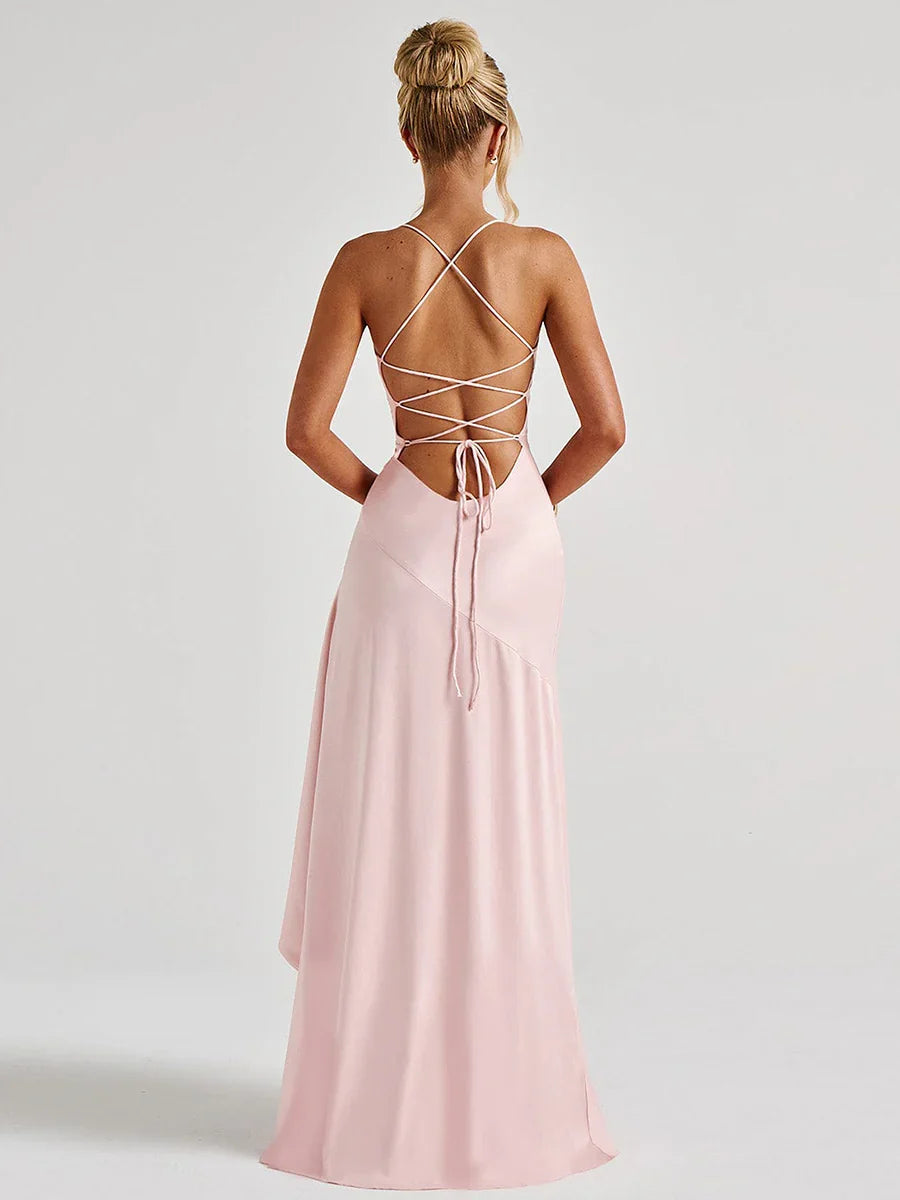Elegant Mermaid Spaghetti Straps Sleeveless Backless Floor-Length Prom Dress