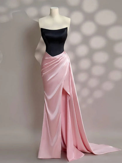 Elegant Mermaid Strapless Sleeveless LaceUp Floor-Length Prom Dress