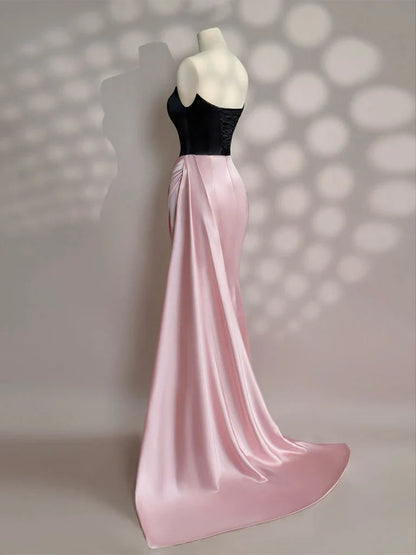 Elegant Mermaid Strapless Sleeveless LaceUp Floor-Length Prom Dress