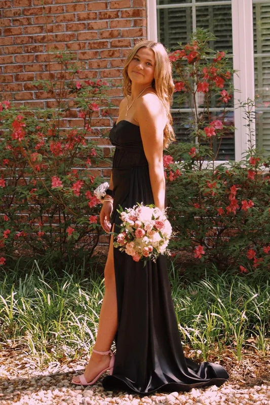 Elegant Mermaid/Trumpet Sweetheart Sleeveless Split Satin Floor Length Prom Dress
