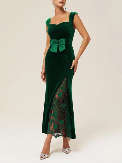 Elegant Mermaid V Neck Sleeveless Back Zip Floor-Length Evening Dress