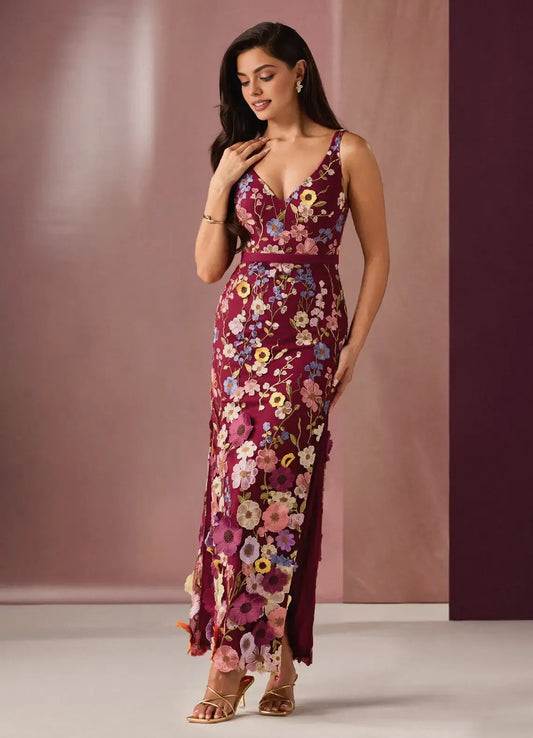 Elegant Mermaid V Neck Sleeveless Zipper Up Floor-Length Evening Dress